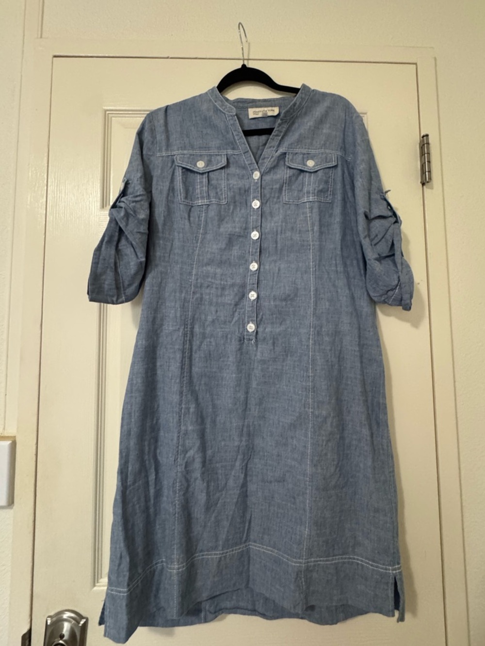 Jones New York Light Blue Button-Front Tunic Dress